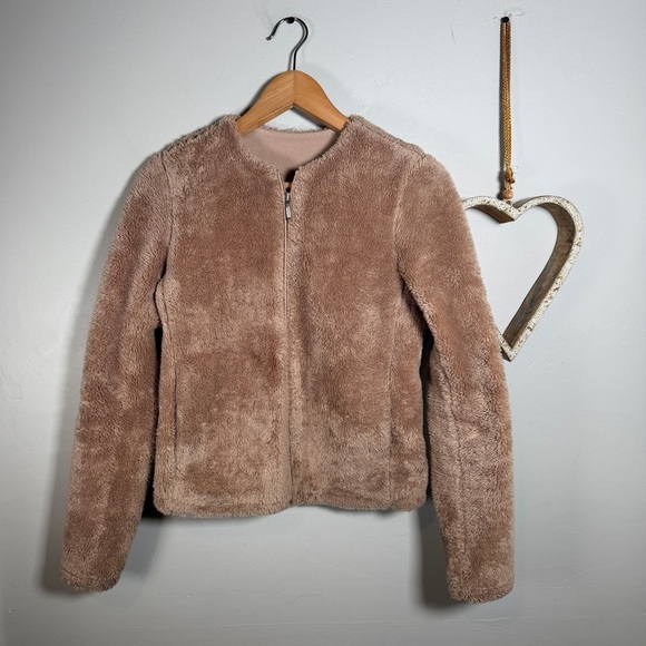 Uniqlo Fleece Zip-Up Teddy Jacket Soft Gorpcore Quiet Luxury XTRA-SMALL Brown - Picture 2 of 11